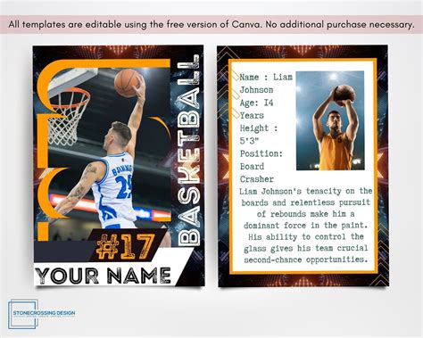 free basketball trading card template.
